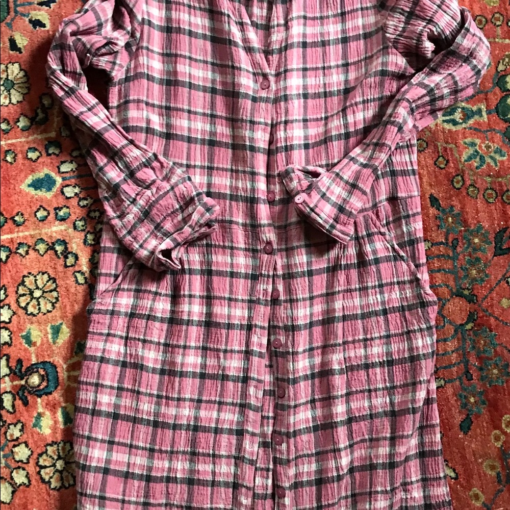 Garnet Hill Shirtdress, M, Berry, Gauze Fabric